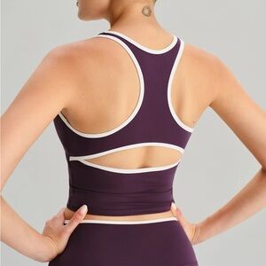 Berlook Activewear Purple V Neck Cut Out  Tank Top